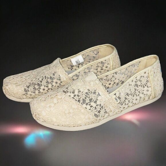 Toms womens cream Moroccan crochet Espadrilles flats - Picture 3 of 4